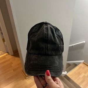 Criss Cross Hat Womens Baseball Cap Distressed Ponytail Messy Bun Trucker hat